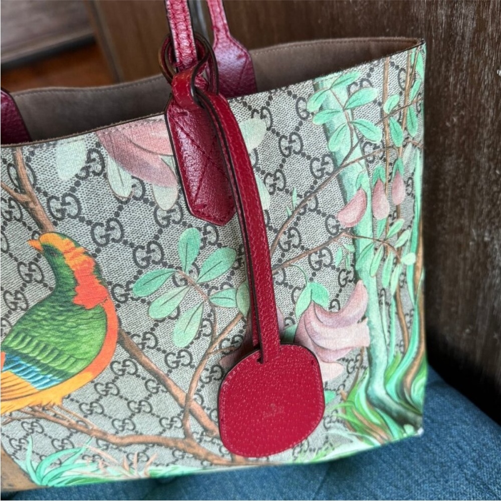 Gucci Multicolor Bird Print Tote - Picture 9 of 16
